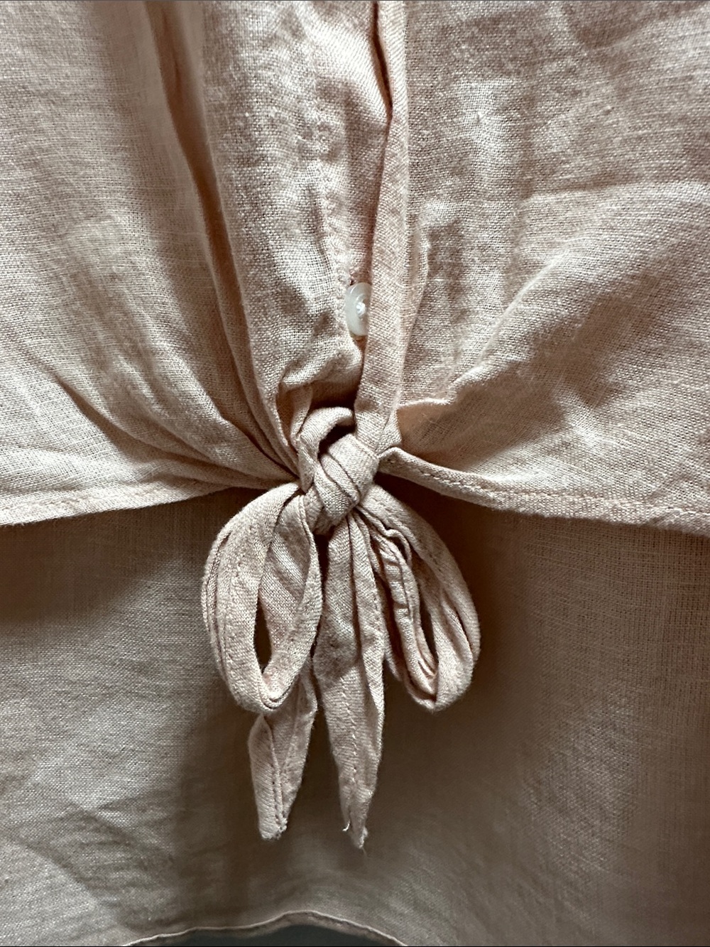 JACHS Girlfriend Linen Blend Tie Front Shirt Blush Pink M - Picture 3 of 7
